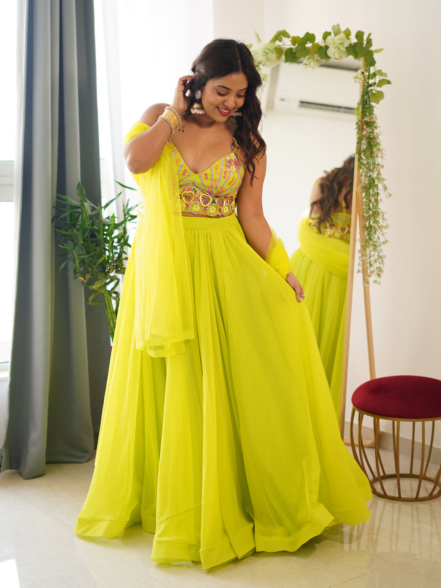 Chartreuse Lehenga Set