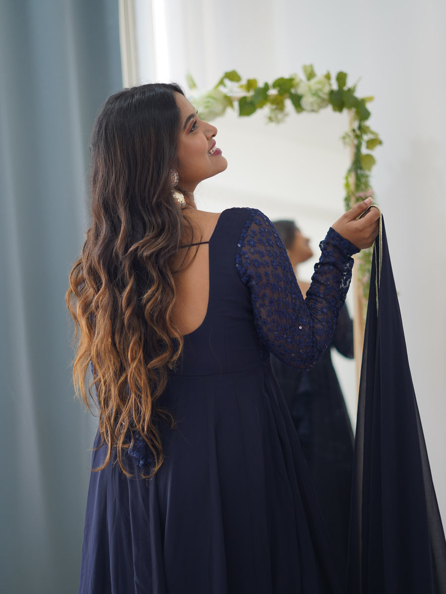 Navy Blue Anarkali
