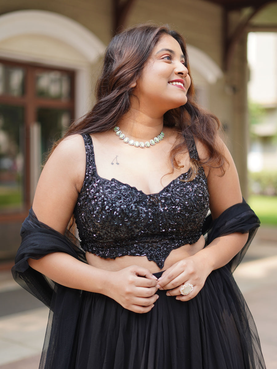 Black Onyx Lehenga Set