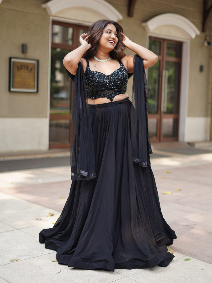 Black Onyx Lehenga Set