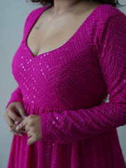 Pink Chikankari Anarkali