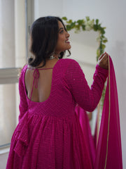 Pink Chikankari Anarkali